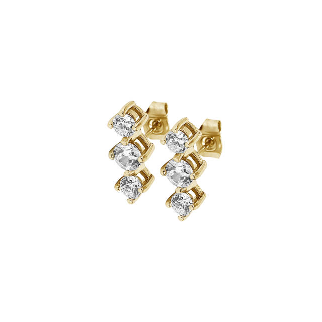 IDA Tripple Earrings Gold/Crystal