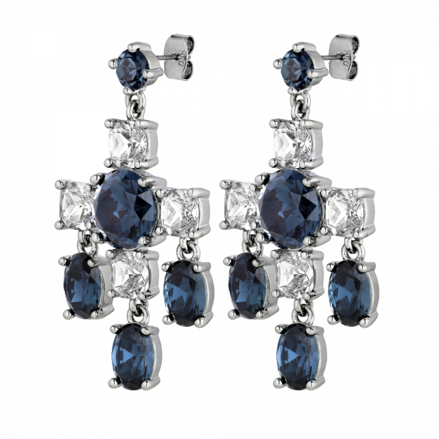 LEONORA Silver ROYAL BLUE / CRYSTAL Earring