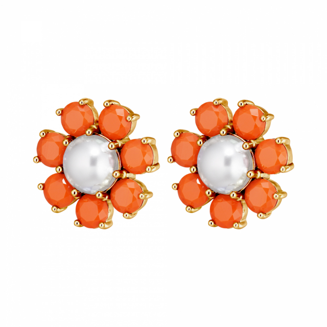 AUBRA SG CORAL / WHITE PEARL Erarrings Gold