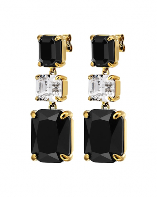 ESMARA SG BLACK / CRYSTAL EARRINGS GOLD