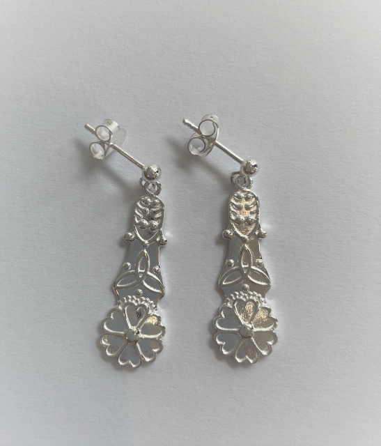 Uppland Earring blommor stort silver