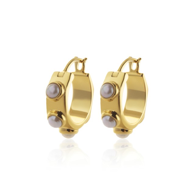 Funky Pearl Mini Hoops Earring (Gold)