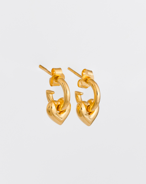 La La Love Fat Heart Earring Gold