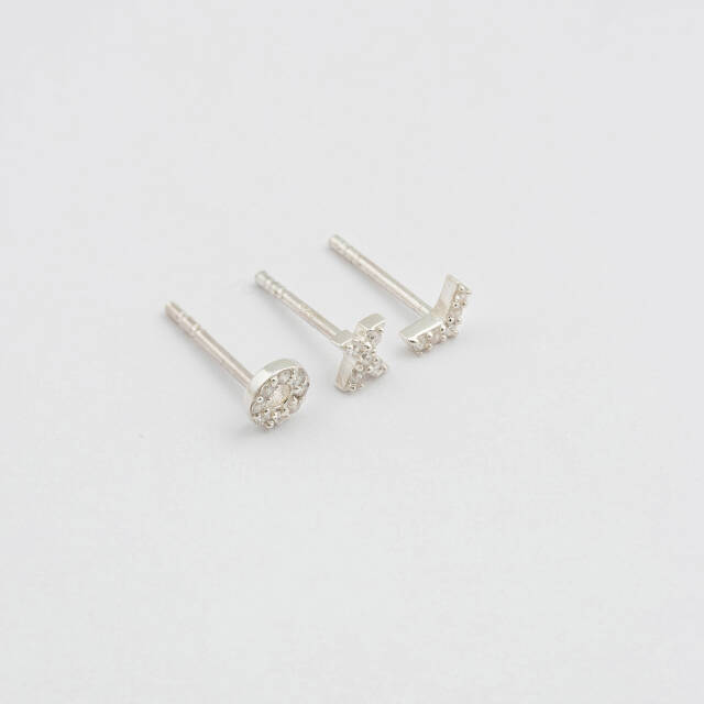 Mini Earring Collection Hugs and Kisses Silver