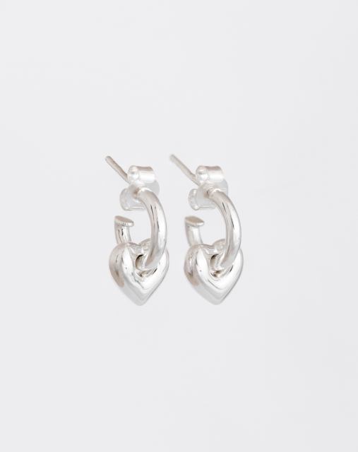 La La Love Fat Heart Earring Silver