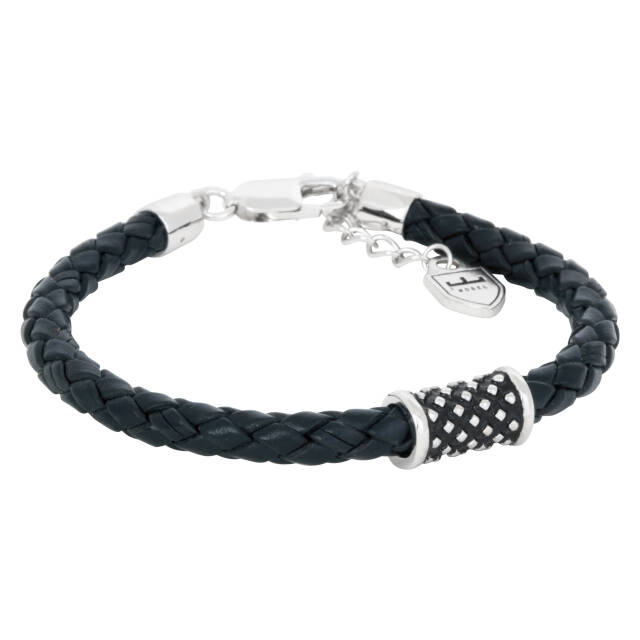 Silver/läderBracelets svart. Oxiderad silverhylsa. 19,5+3cm