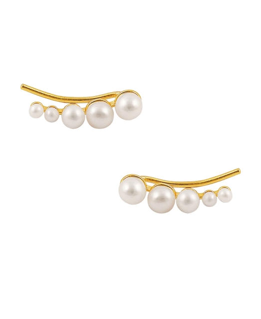 Pearl Croissant Earrings Gold