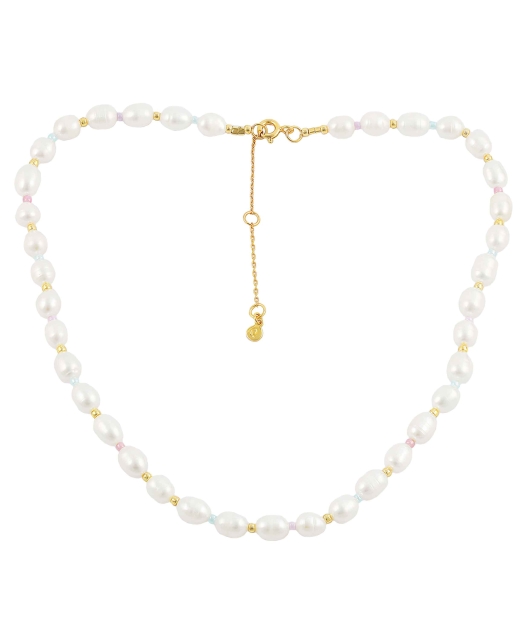 Pastel Pearl Necklace Gold