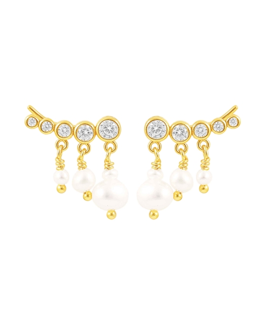 River Pearl Earrings Gold
