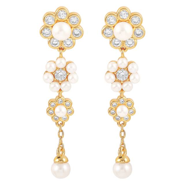 Aya tripple flower Earrings Gold