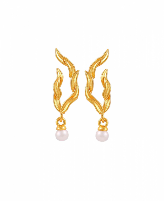 Marigold leaf Earrings Gold