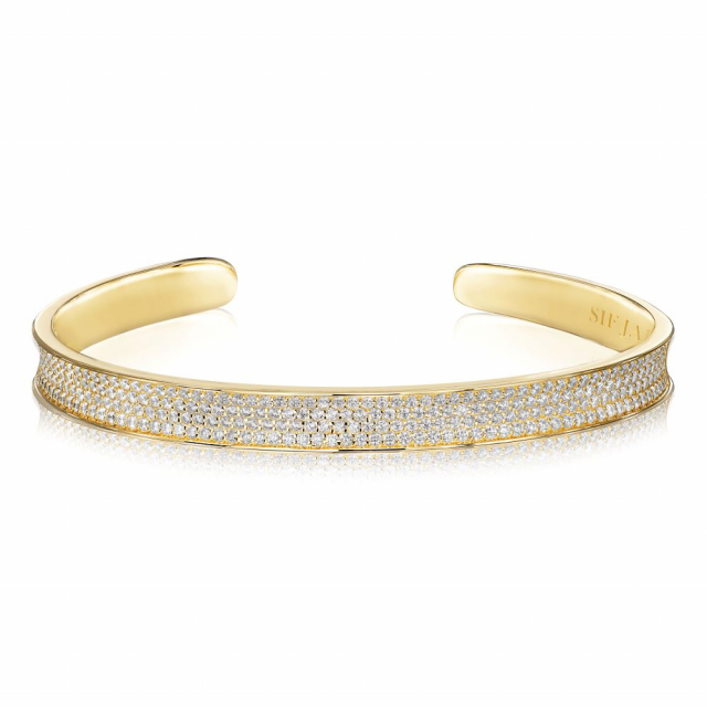 Feline Concavo - 18k Goldpläterad, med vita zirkoner  Bracelets