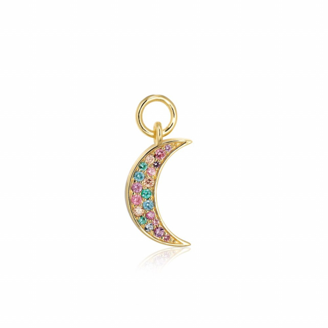 Charm Luna  - 18k Goldpläterad, med multifärgade zirkoner Hoop 