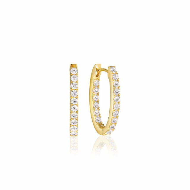 Ellisse Piccolo - 18k Goldpläterade, med vita zirkoner Earring