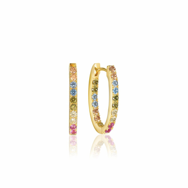 Ellisse Piccolo - 18k Goldpläterade, med multifärgade zirkoner Earring