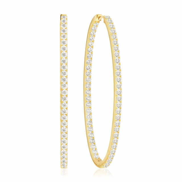 Ellisse Grande - 18k Goldpläterade, med vita zirkoner Earring