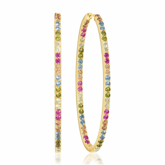 Ellisse Grande - 18k Goldpläterade, med multifärgade zirkoner Earring