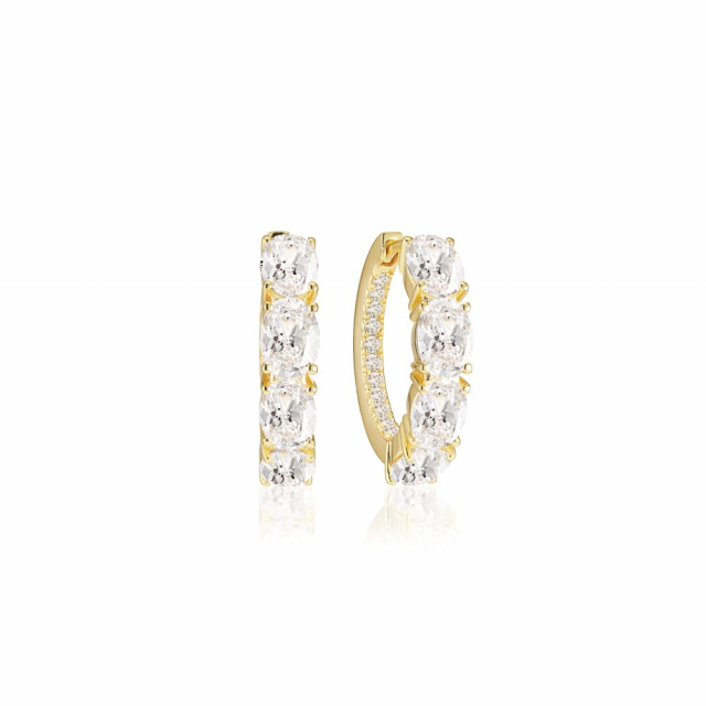 Ellisse Creolo - 18k Goldpläterade, med vita zirkoner Earring