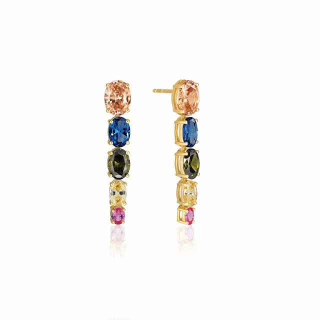 Ellisse Cinque - 18k Goldpläterade, med multifärgade zirkoner Earring