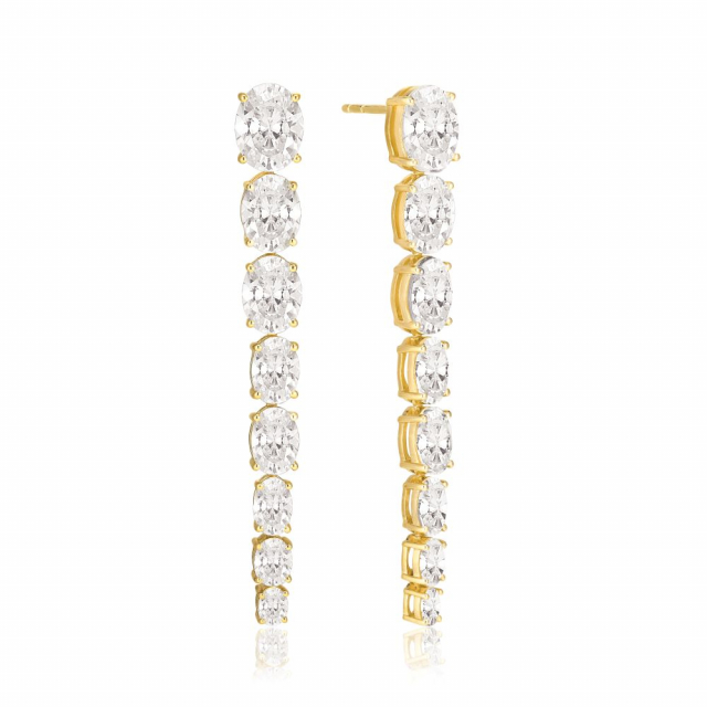 Ellisse Lungo Otto - 18k Goldpläterade, med vita zirkoner Earring