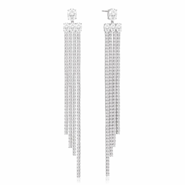 Ellisse Lungo Grande - med vita zirkoner Earring