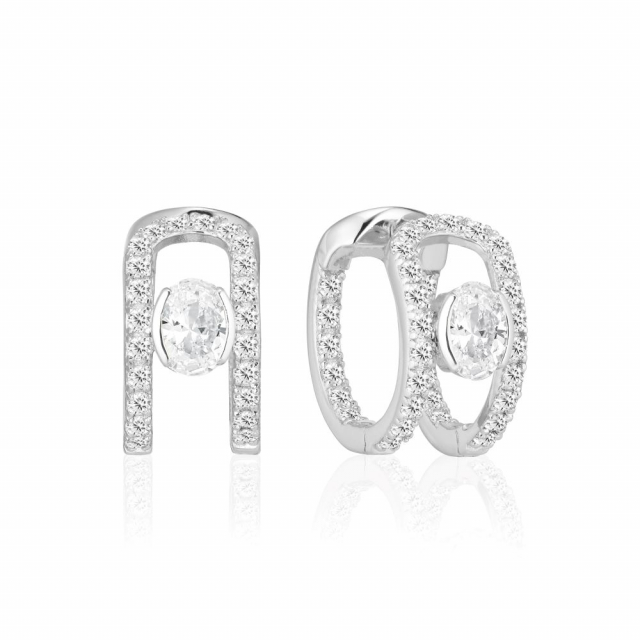 Ellisse Carezza Creolo - med vita zirkoner Earring