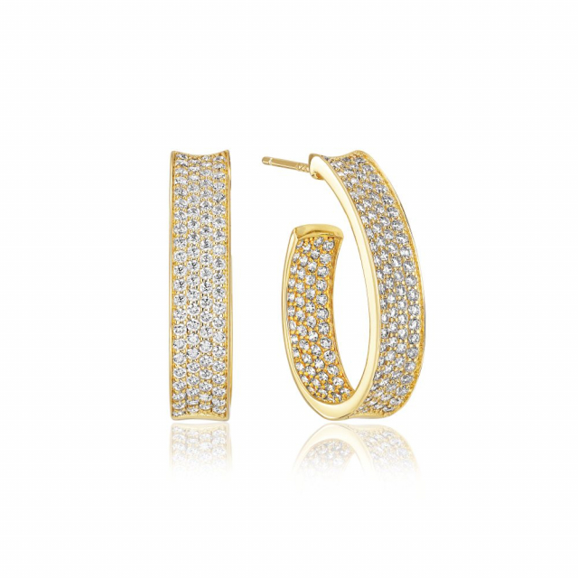 Feline Concavo - 18k Goldpläterade, med vita zirkoner Earring
