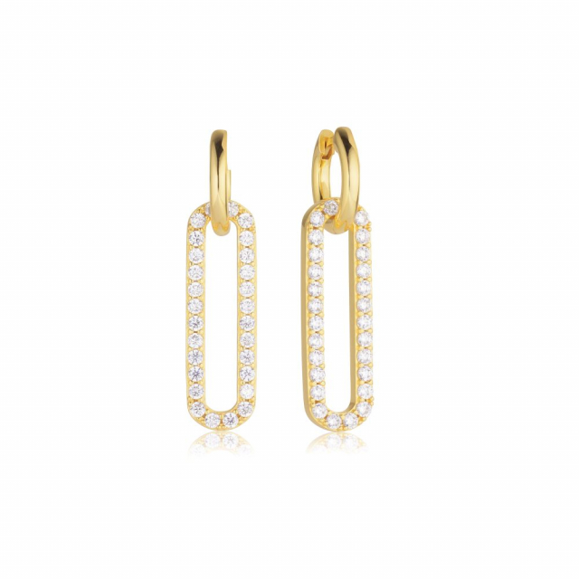 Capizzi Lungo - 18k Goldpläterade, med vita zirkoner Earring