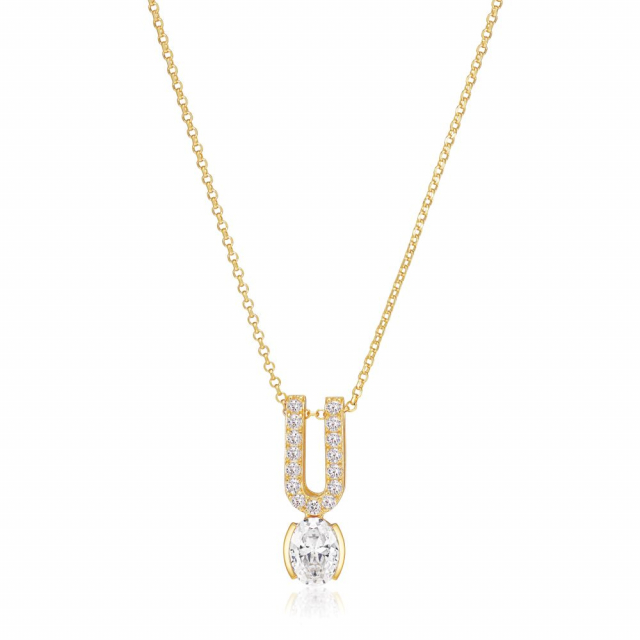 Ellisse Carezza ino - 18k Goldpläterad, med vita zirkoner Necklaces