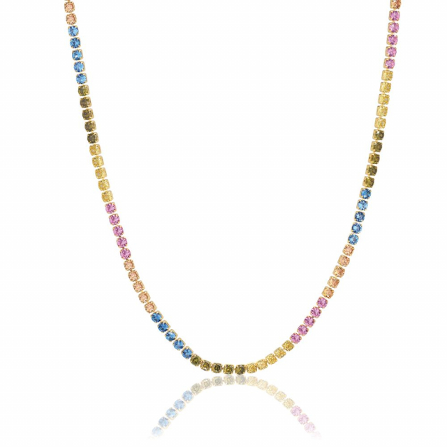 Ellera Grande - 18k Goldpläterad, med multifärgade zirkoner Necklaces