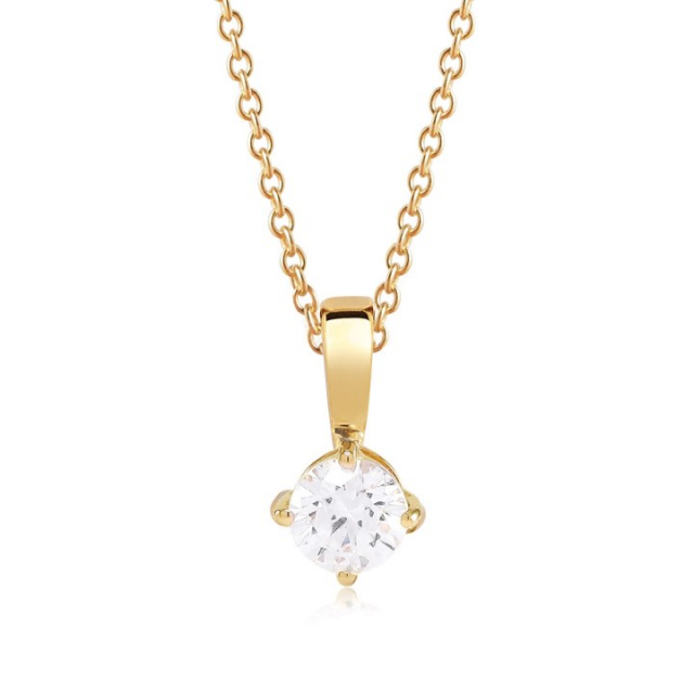 PRINCESS ROUND Necklaces vita Zirkoner (Gold)