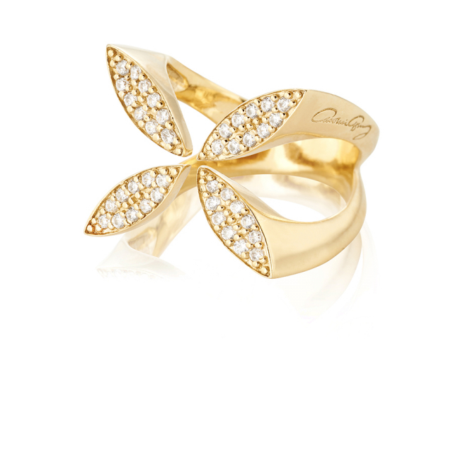 Sparkling ellipse Ring Gold