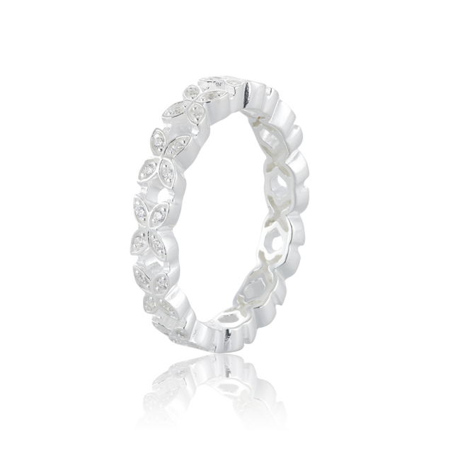 Sparkling ellipse mini Ring Silver