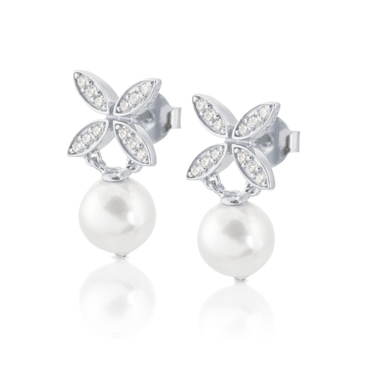 Ellipse mini pearl Earrings Silver in the group Earrings / Silver Earrings at SCANDINAVIAN JEWELRY DESIGN (s244CG)