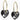 GT Ear Ring 14 mm, Heart 10 mm, Black diamond