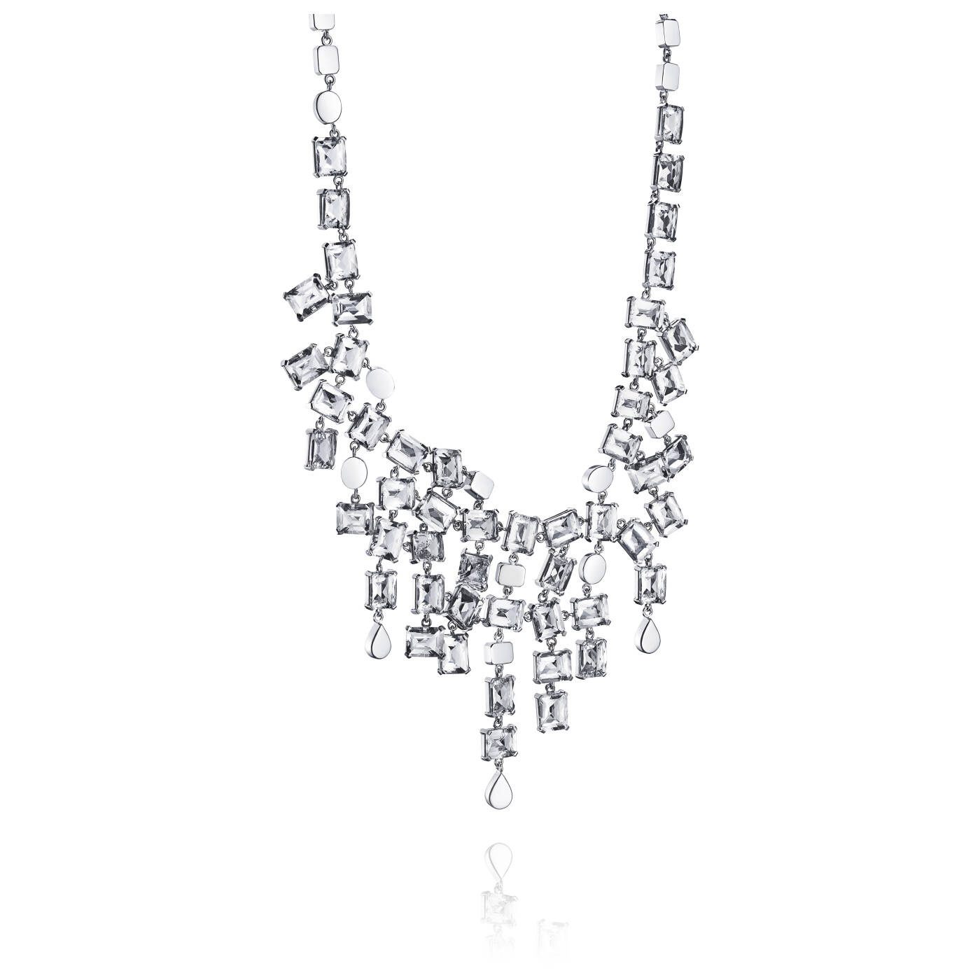 Crystal Rain Collier - Clear Necklaces Silver
