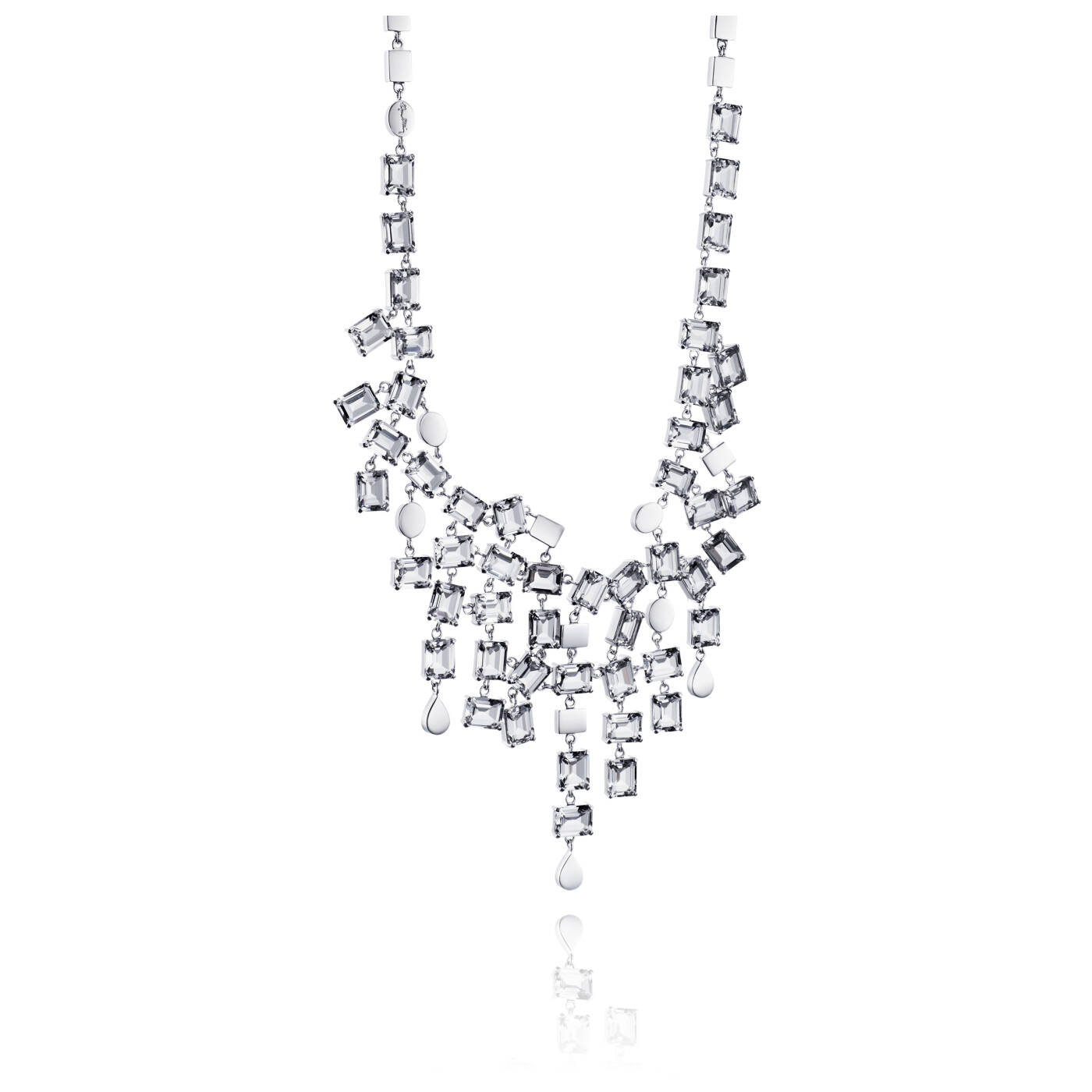 Crystal Rain Collier - Clear Necklaces Silver