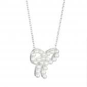 Mini Pearls Bow Necklaces Silver 42-45 cm