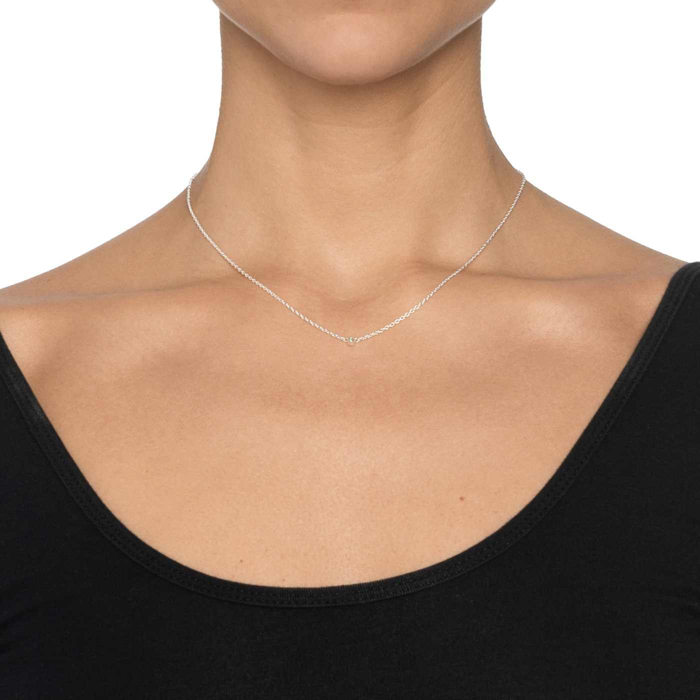 Micro Blink - Green Emerald Necklaces Silver 40-45 cm