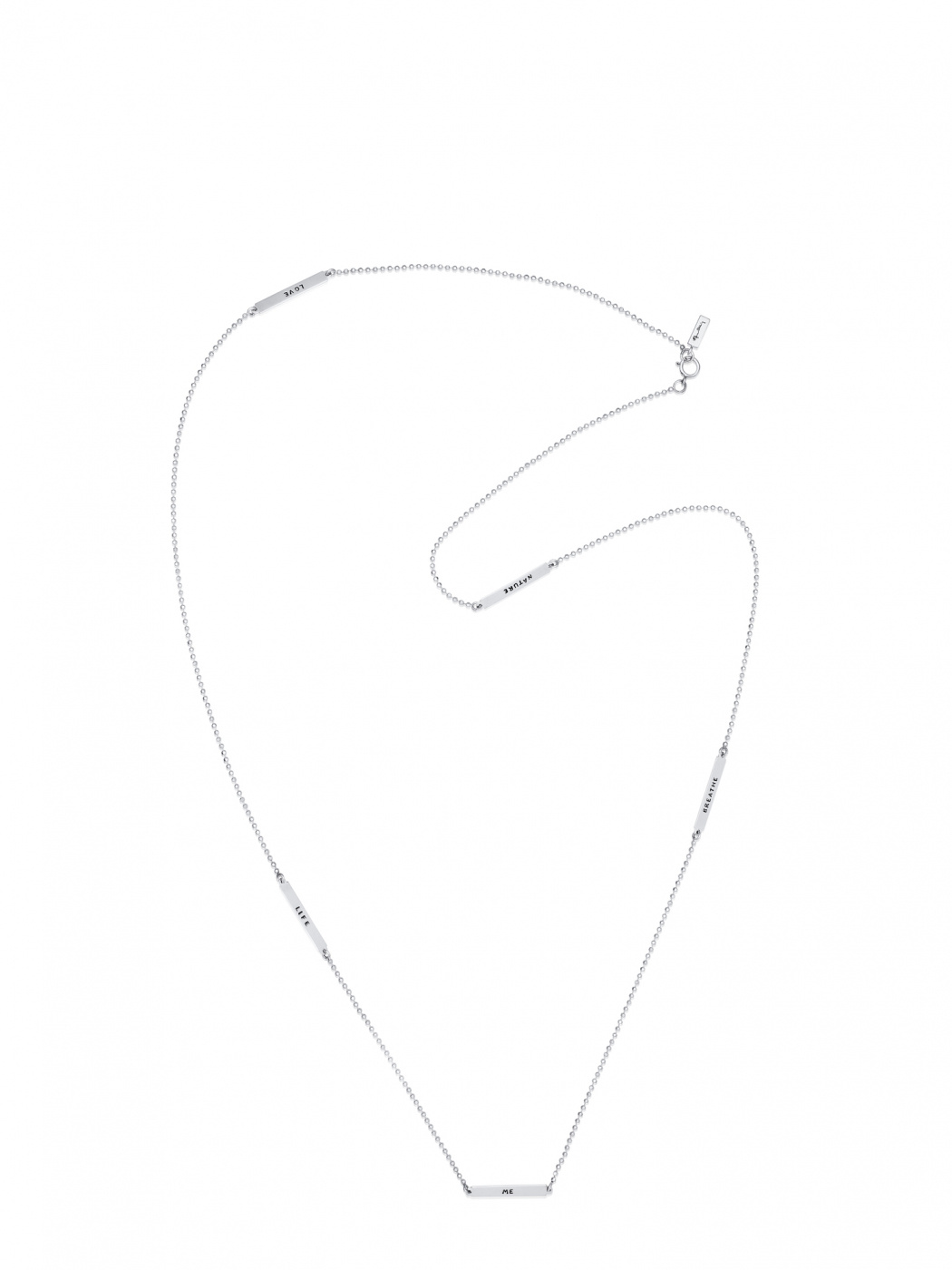 Power Plates Long Necklaces Silver 80 cm