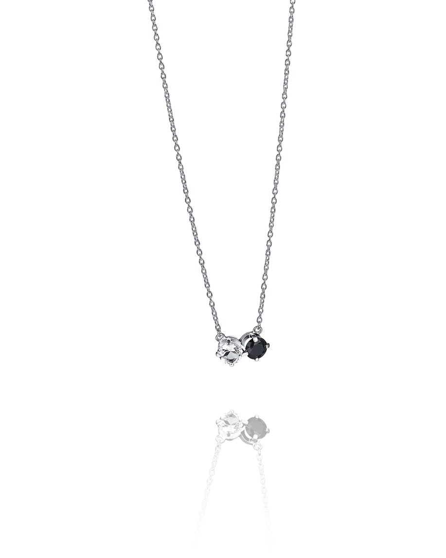 The Storm & I Necklaces Silver Crystal Q./Onyx 40-45 cm