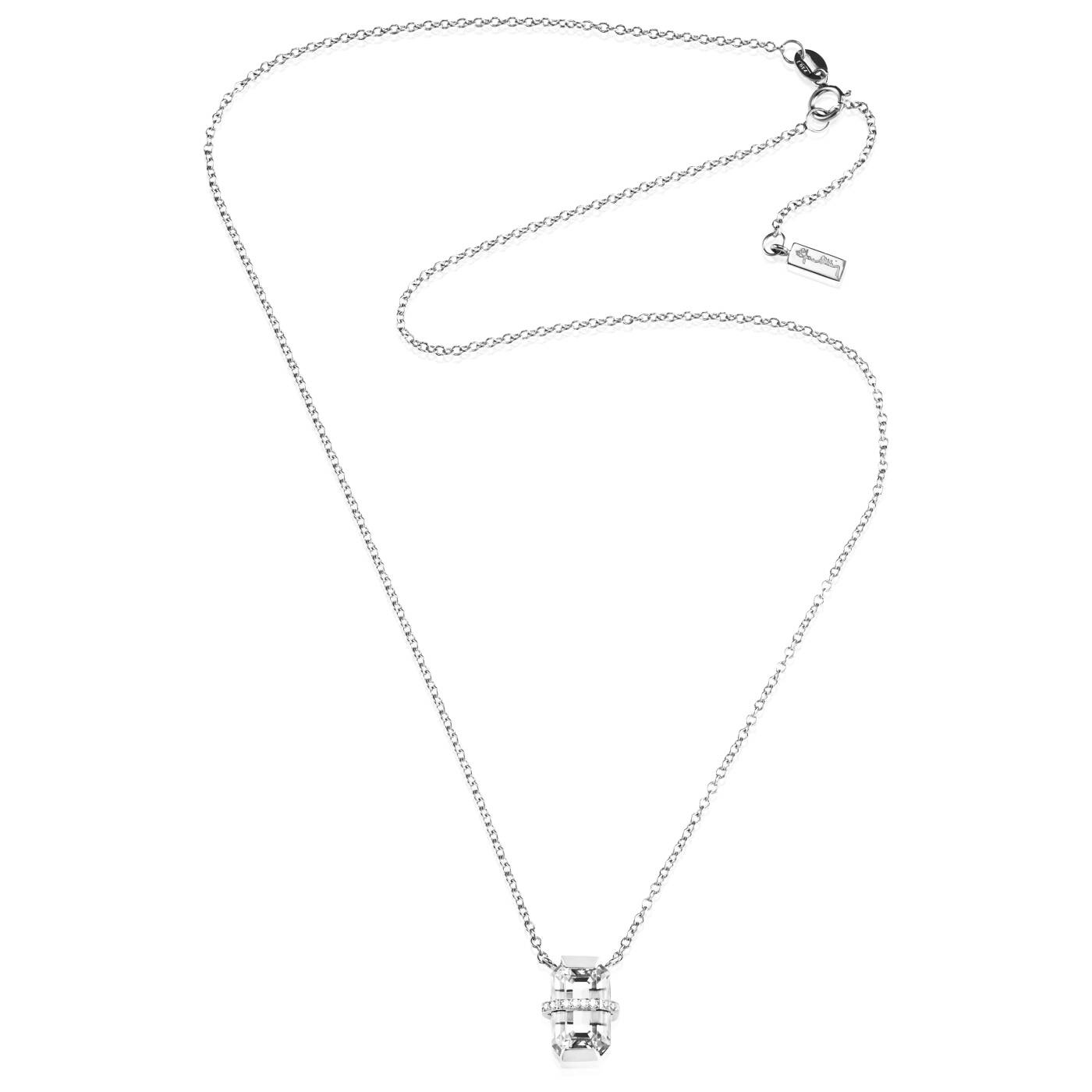 Little Bend Over - Crystal Quar Necklaces White gold 42-45 cm