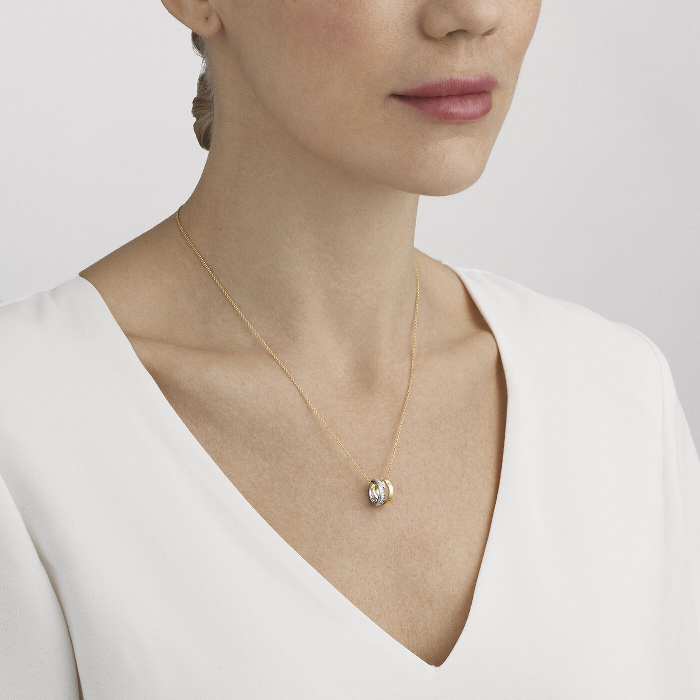 FUSION OPEN Pendant Gold White gold PAVÉ 0.22 CT