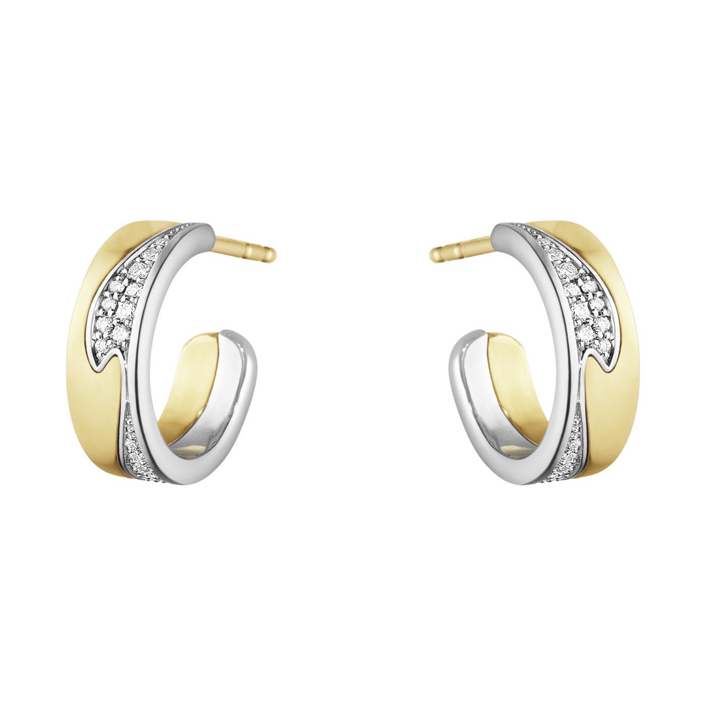 FUSION SMALL Earring Gold White gold PAVÉ 0.18 CT
