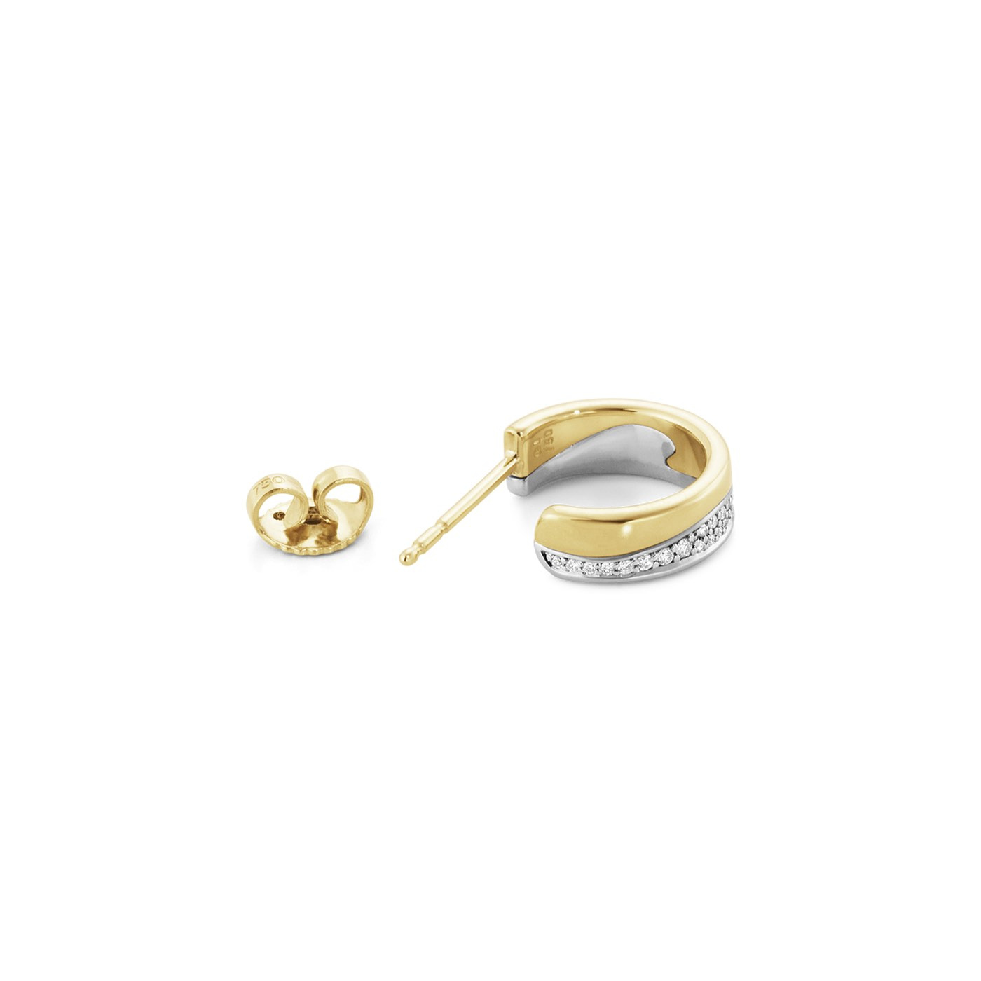 FUSION SMALL Earring Gold White gold PAVÉ 0.18 CT