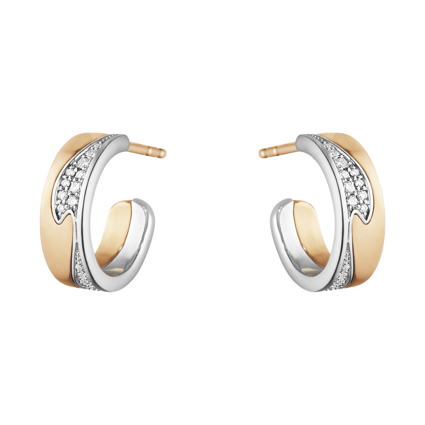 FUSION SMALL Earring Rose gold White gold PAVÉ 0.18 CT