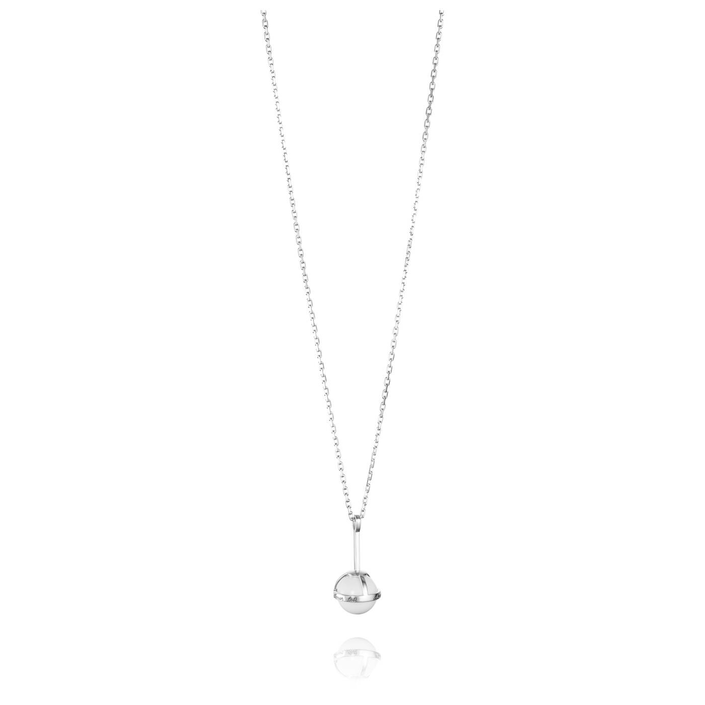 Amor Fati Globe - White Agate Pendant Silver