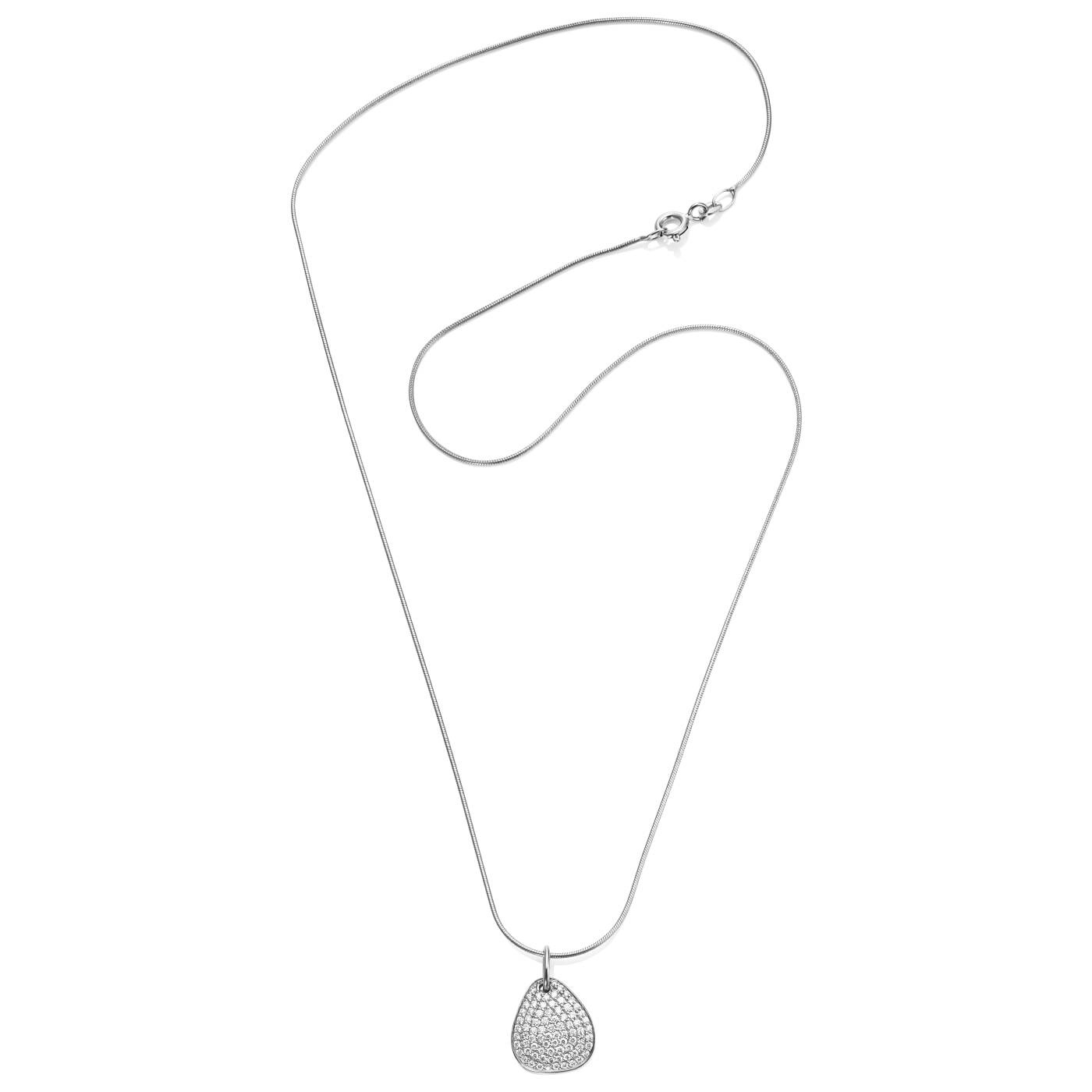 Little Rose Petal & Stars Pendant White gold