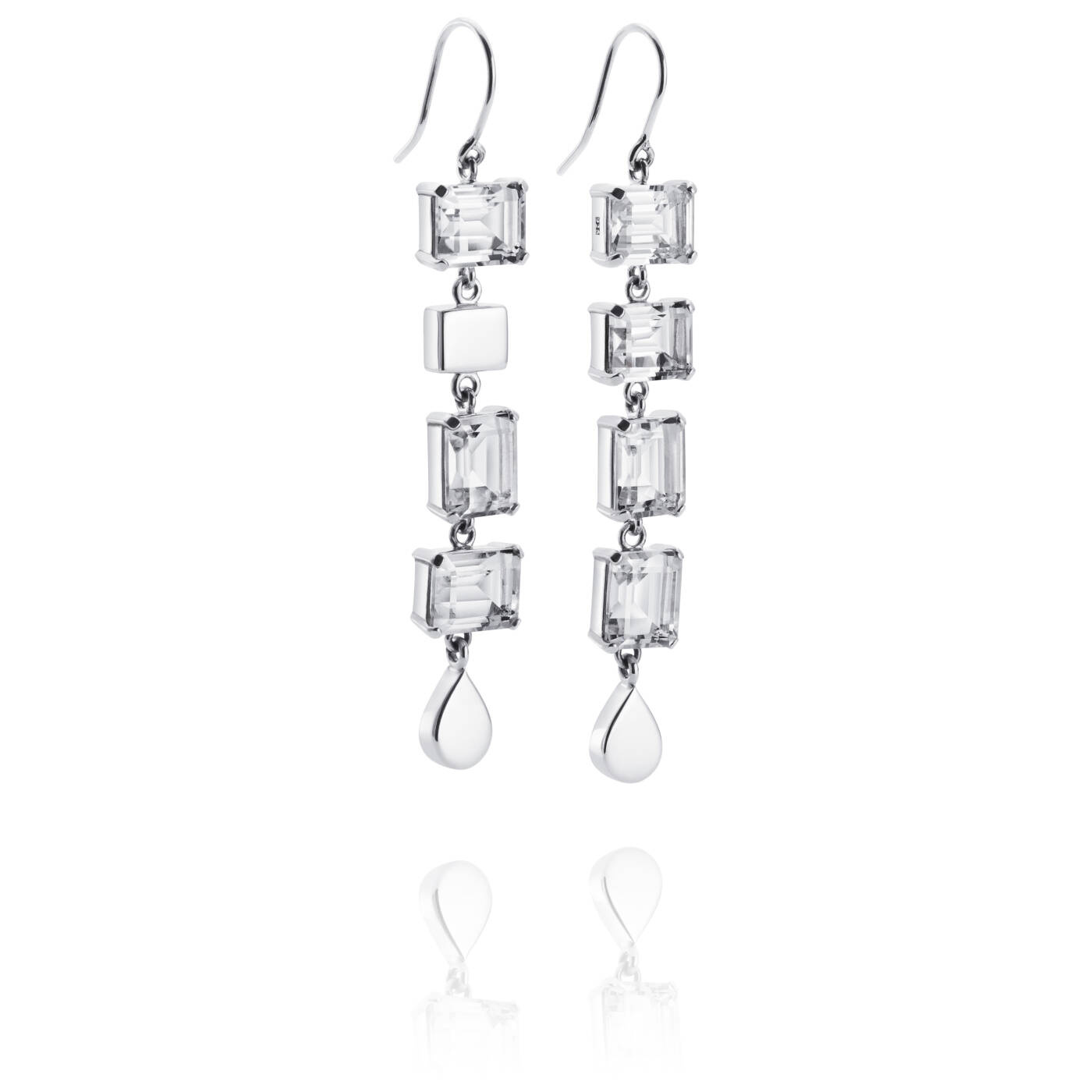 Crystal Fall - Clear Earring Silver