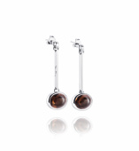 Swinging Love Beads - Smokey Quartz earring Silver